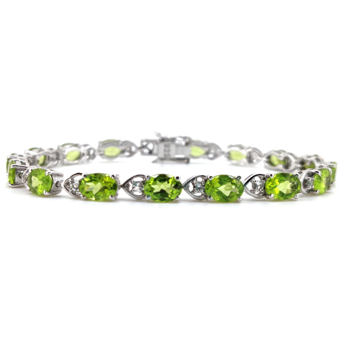 Natural Peridot Tennis Bracelet, Sterling Silver, August Birthstone, Elegant Statement Jewelry