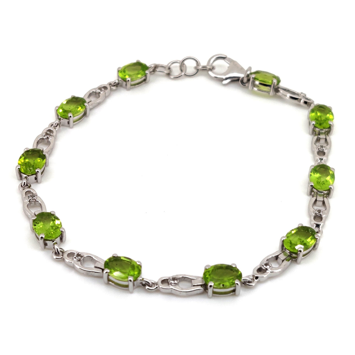 Natural Peridot Tennis Bracelet, August Birthstone, Sterling Silver, Oval Gemstone, Women's Jewelry