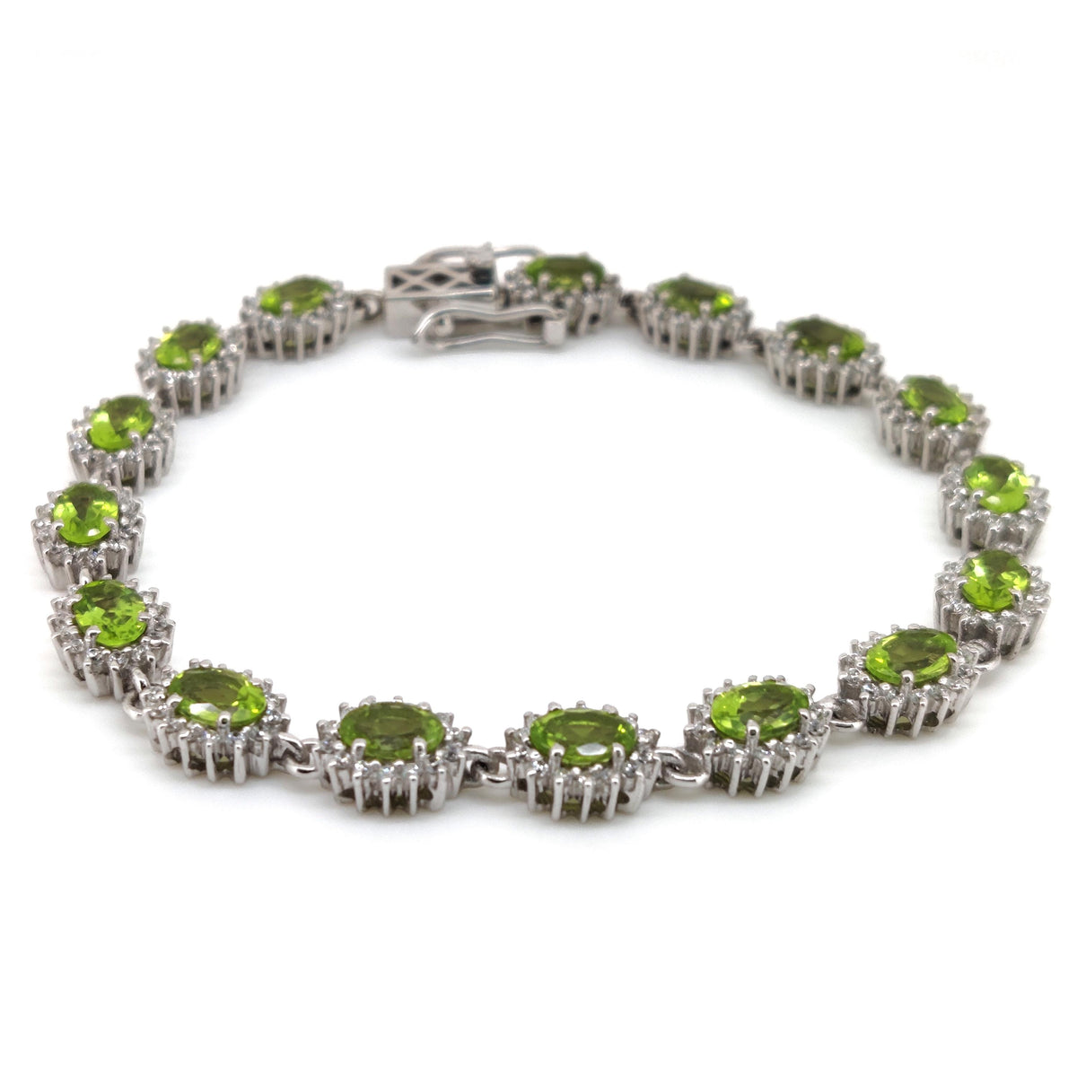 925 Sterling Silver Peridot Tennis Bracelet, Oval Green Gemstone Jewelry, August Birthstone