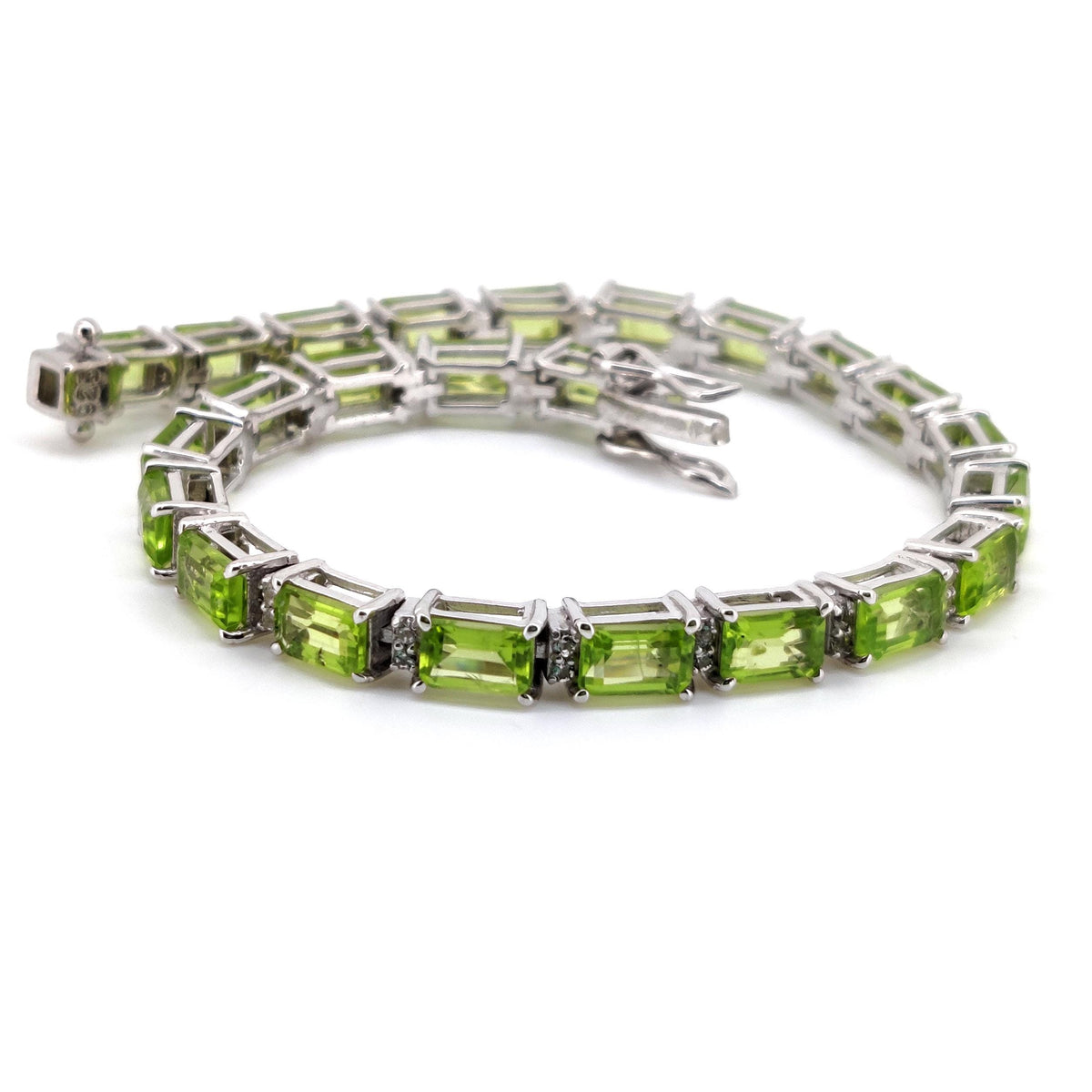 Handmade Sterling Silver Peridot Tennis Bracelet, August Birthstone Jewelry