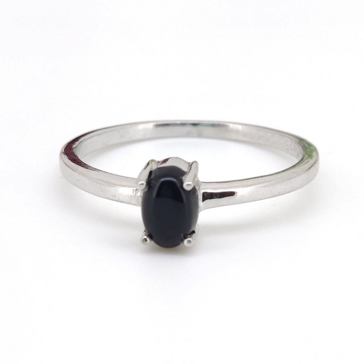 Black Onyx Ring, 925 Sterling Silver, July Birthstone, Oval Gemstone Band, Anniversary & Birthday Gift