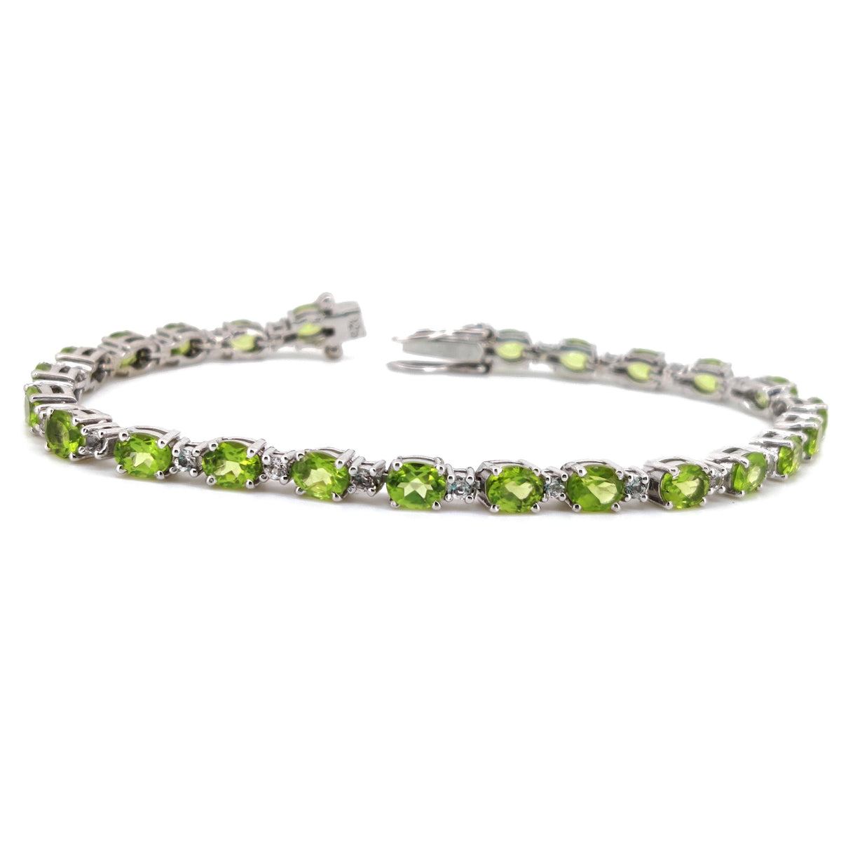 Natural Peridot Tennis Bracelet, 925 Sterling Silver, August Birthstone Jewelry