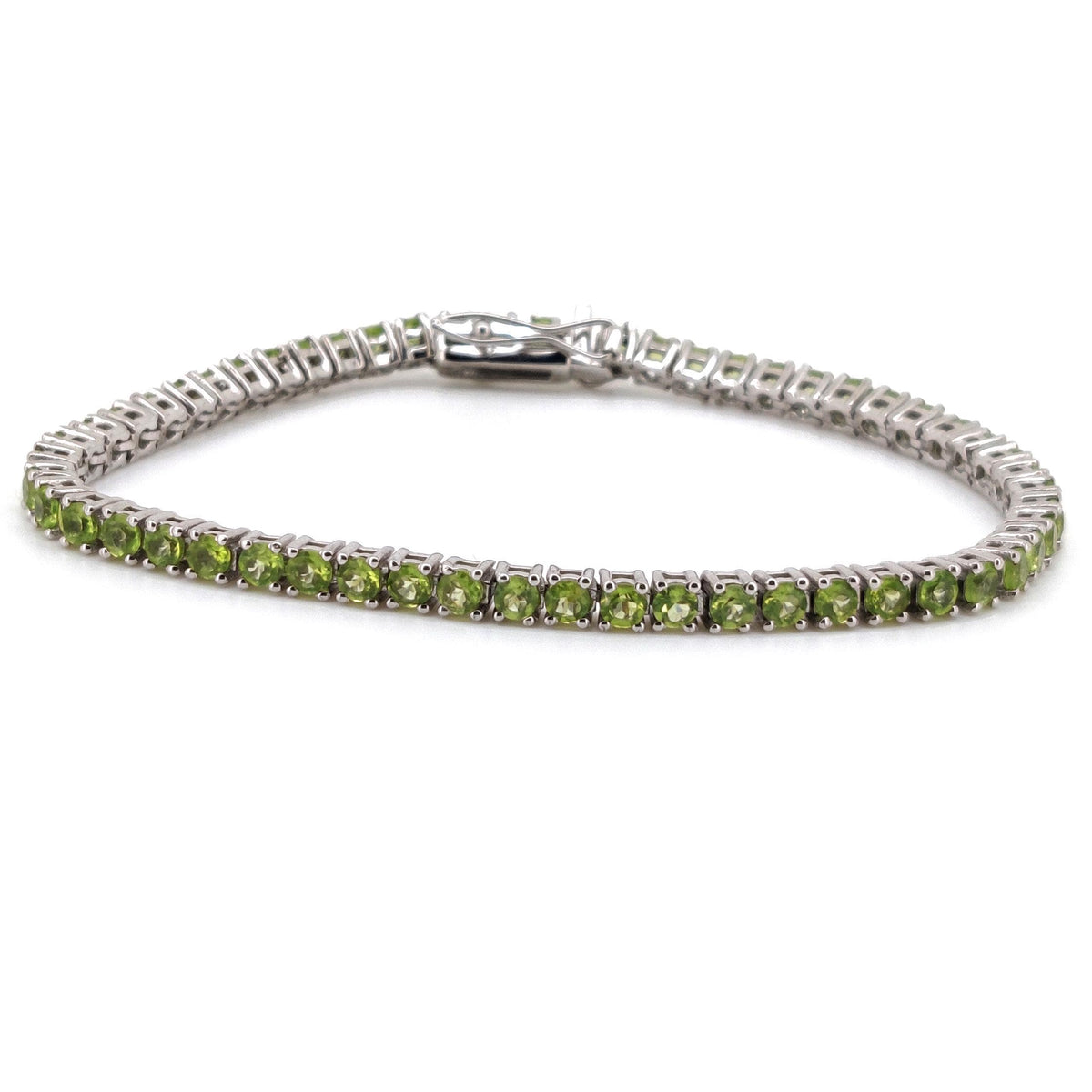 Natural Peridot Tennis Bracelet, Sterling Silver, August Birthstone, Elegant Gemstone Jewelry
