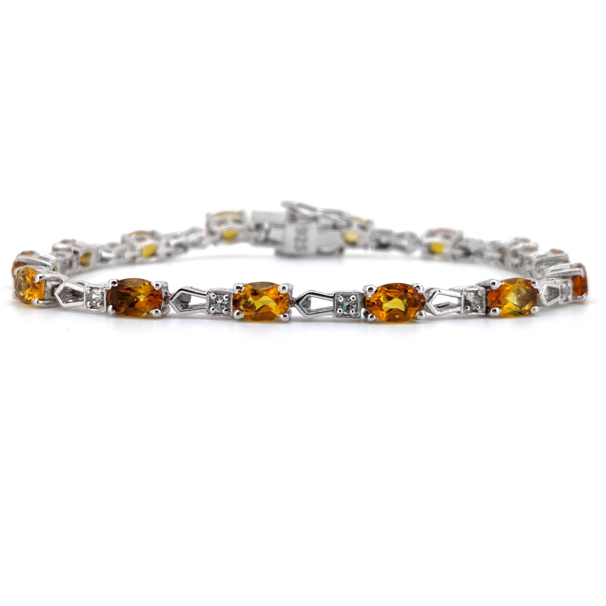 Natural Citrine Oval Cut Tennis Bracelet, 925 Sterling Silver, November Birthstone