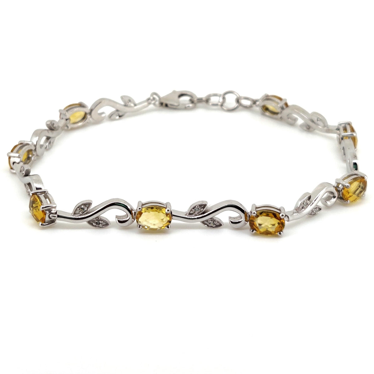 Natural Citrine Oval Cut Tennis Bracelet, 925 Sterling Silver, November Birthstone, Bridal Jewelry