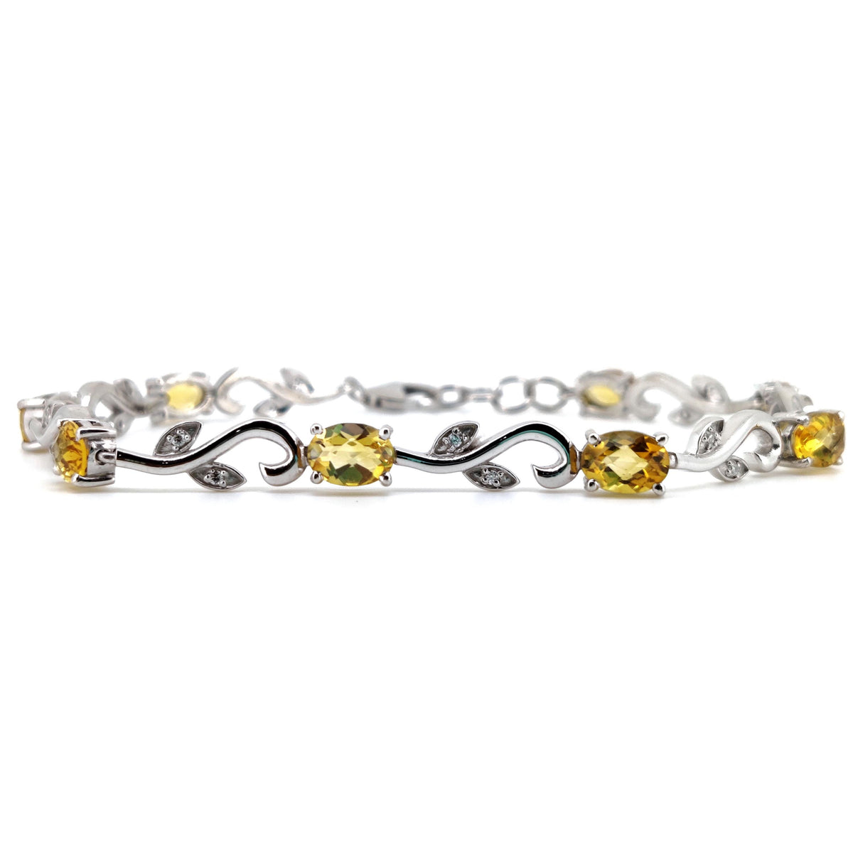Natural Citrine Oval Cut Tennis Bracelet, 925 Sterling Silver, November Birthstone, Bridal Jewelry