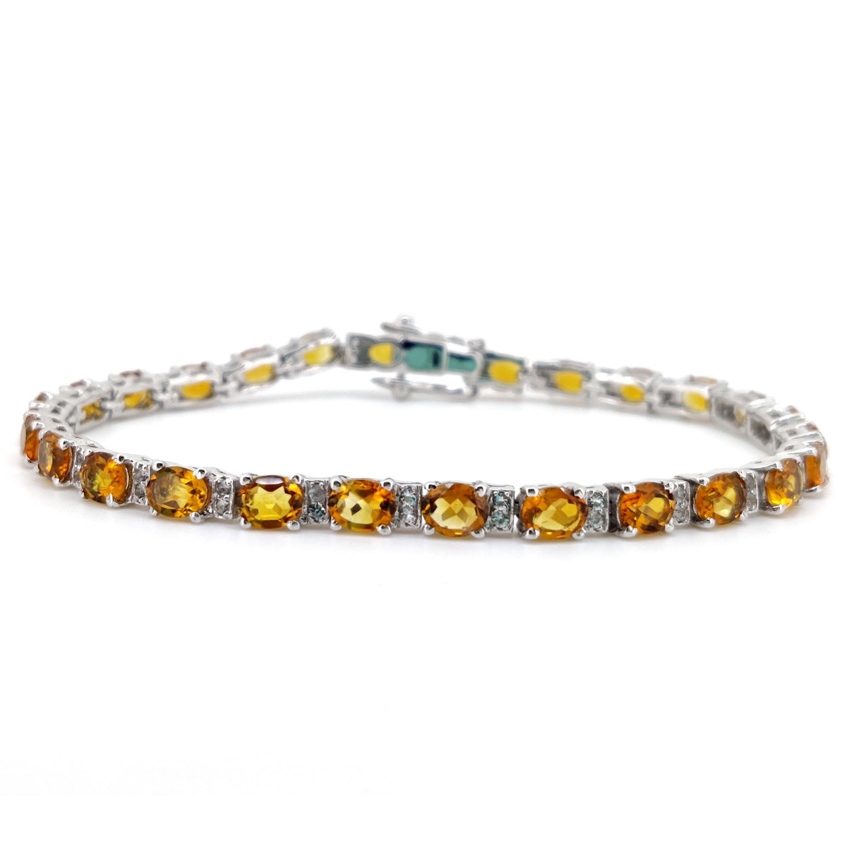 Natural Citrine Oval Cut Tennis Bracelet, 925 Sterling Silver Gemstone Jewelry