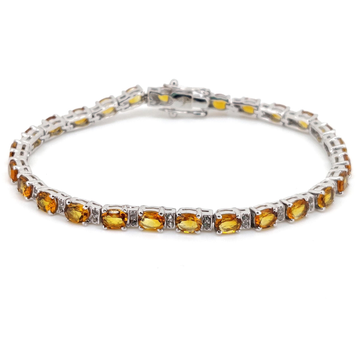Natural Citrine Oval Cut Tennis Bracelet, 925 Sterling Silver Gemstone Jewelry
