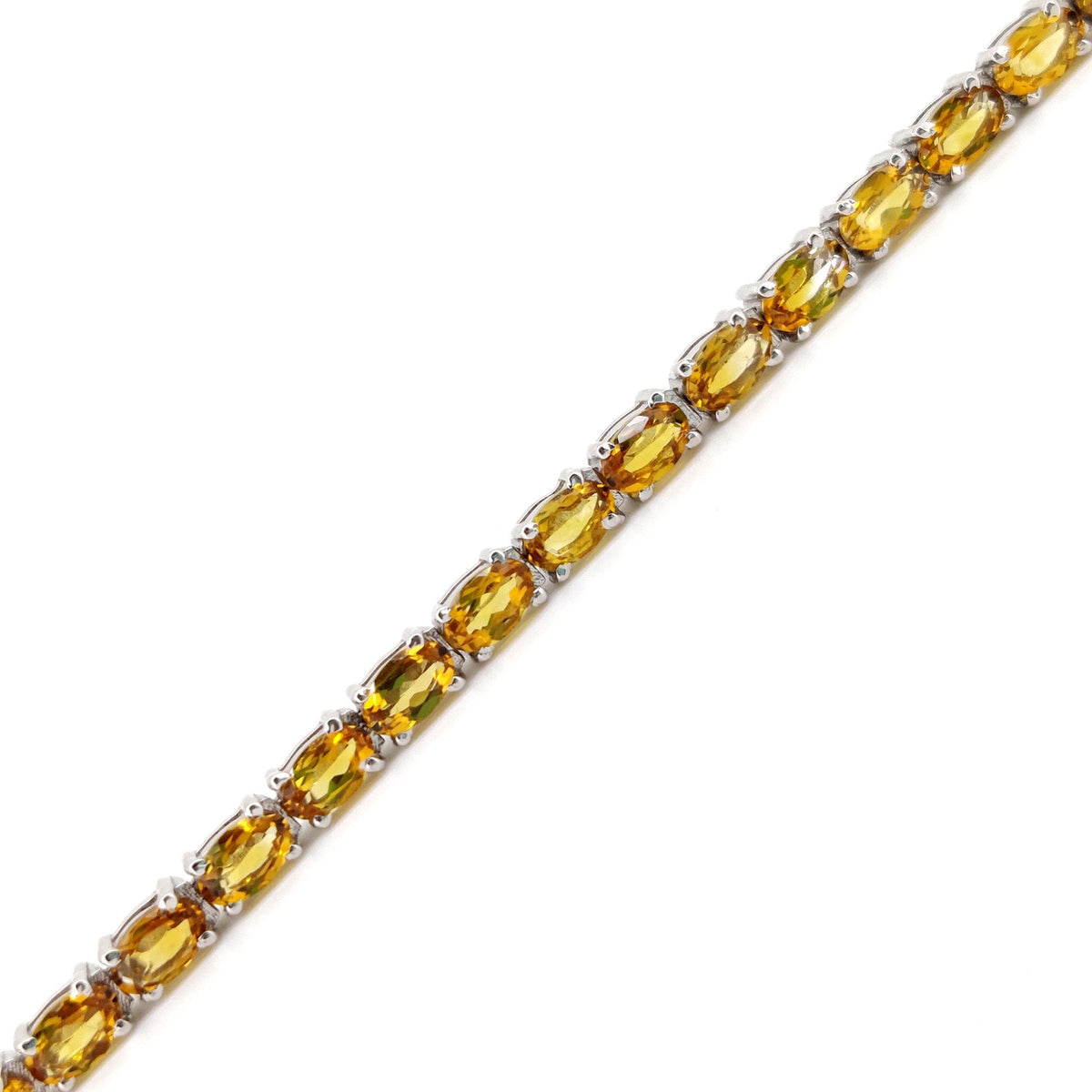 Natural Citrine Oval Cut Tennis Bracelet, Sterling Silver, November Birthstone Jewelry