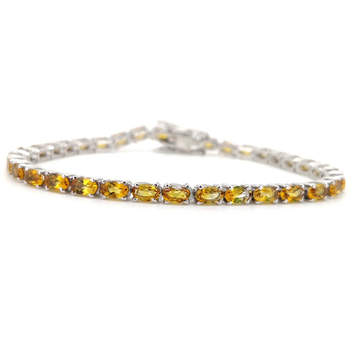 Natural Citrine Oval Cut Tennis Bracelet, Sterling Silver, November Birthstone Jewelry
