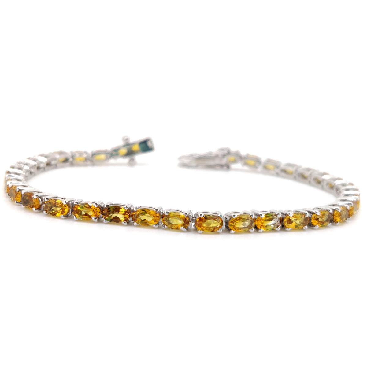 Natural Citrine Oval Cut Tennis Bracelet, Sterling Silver, November Birthstone Jewelry
