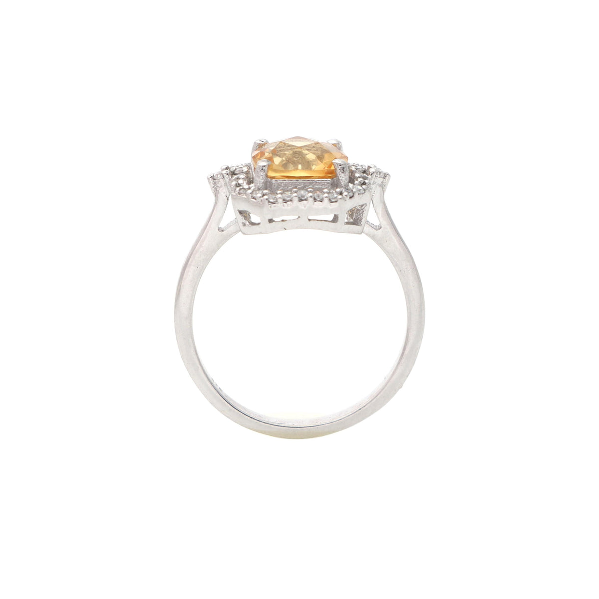 8mm Cushion Cut Natural Citrine Ring, Sterling Silver, November Birthstone, Solitaire Band