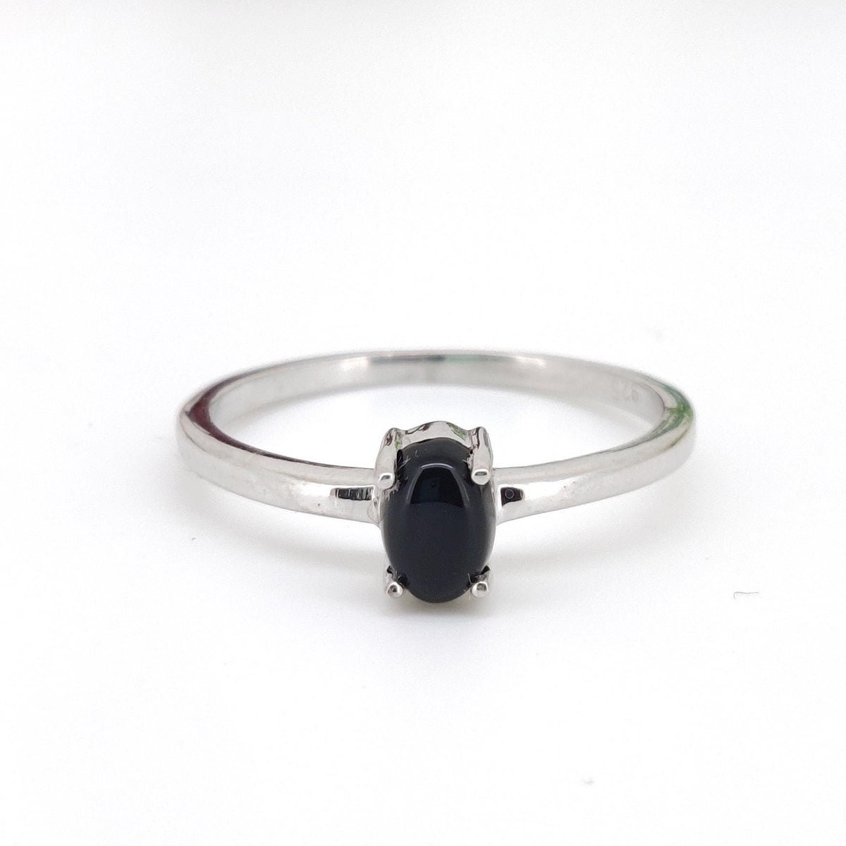 Black Onyx Ring, 925 Sterling Silver, July Birthstone, Oval Gemstone Band, Anniversary & Birthday Gift