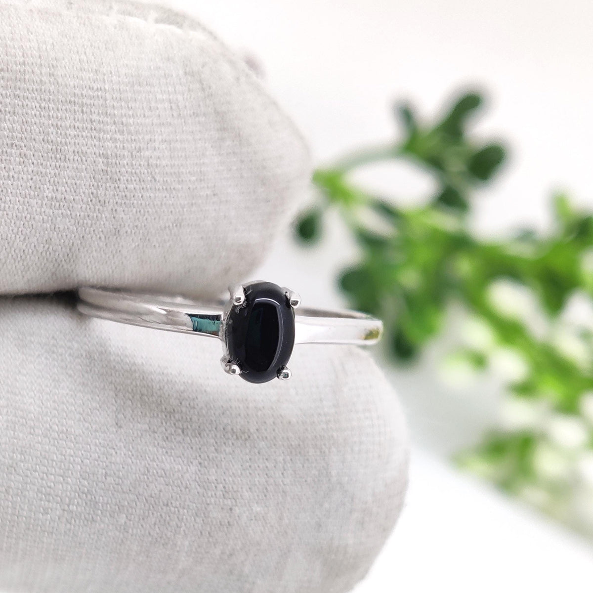 Black Onyx Ring, 925 Sterling Silver, July Birthstone, Oval Gemstone Band, Anniversary & Birthday Gift