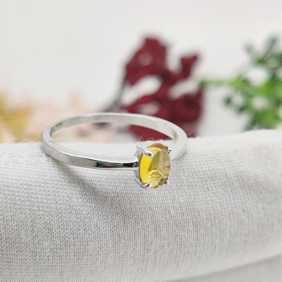 6x4mm Oval Citrine Ring, November Birthstone, 925 Sterling Silver, Natural Gemstone Jewelry, Promise Ring