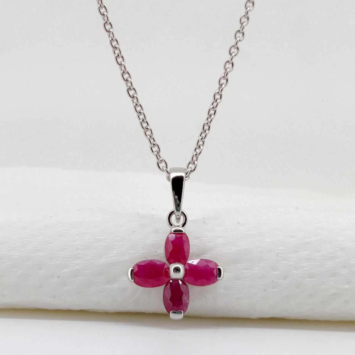 Sterling Silver Oval Cut Ruby Pendant, July Birthstone Jewelry