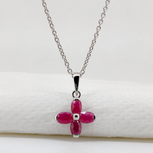 Sterling Silver Oval Cut Ruby Pendant, July Birthstone Jewelry