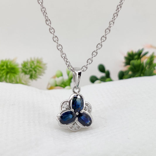 Natural Blue Sapphire Pendant-925 Sterling Silver Jewelry-September Birthstone-Handmade Jewelry-Gift for Anniversary
