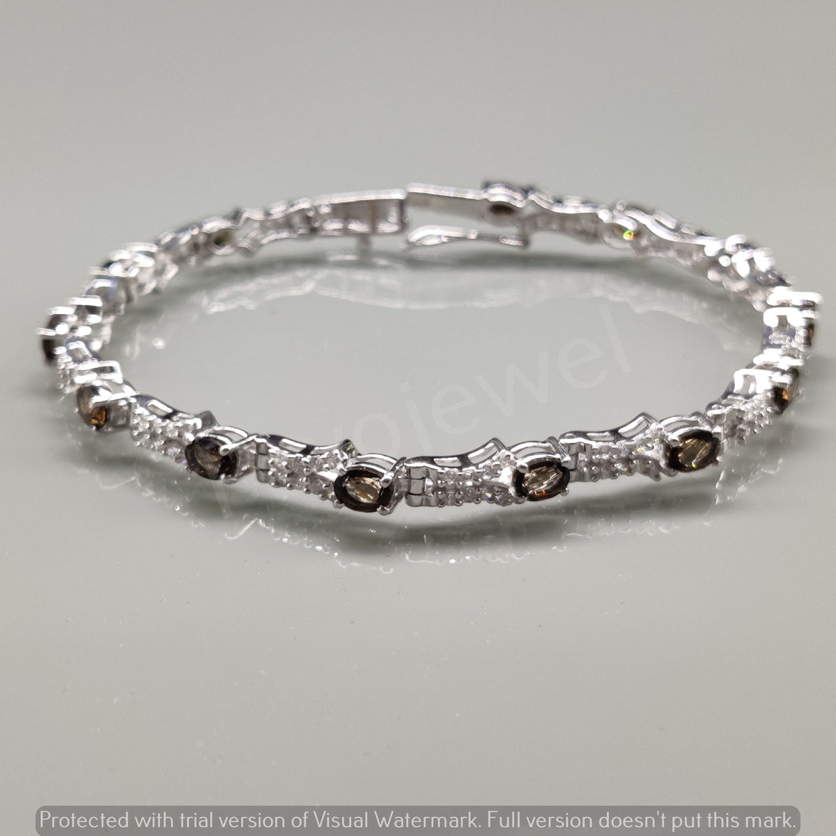 Natural Smoky Quartz Bracelet, Sterling Silver Tennis Bracelet For Christmas Jewelry