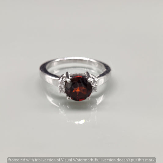 Garnet Cubic Zircon Sterling Silver Cluster Ring – January Birthstone Jewelry