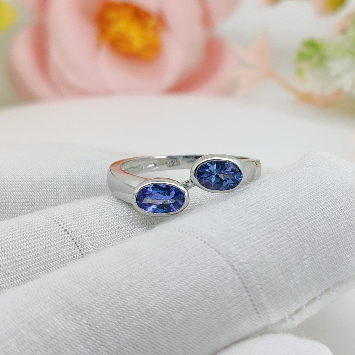 Natural Tanzanite Sterling Silver Ring Boho Handmade Gemstone luxury jewelry