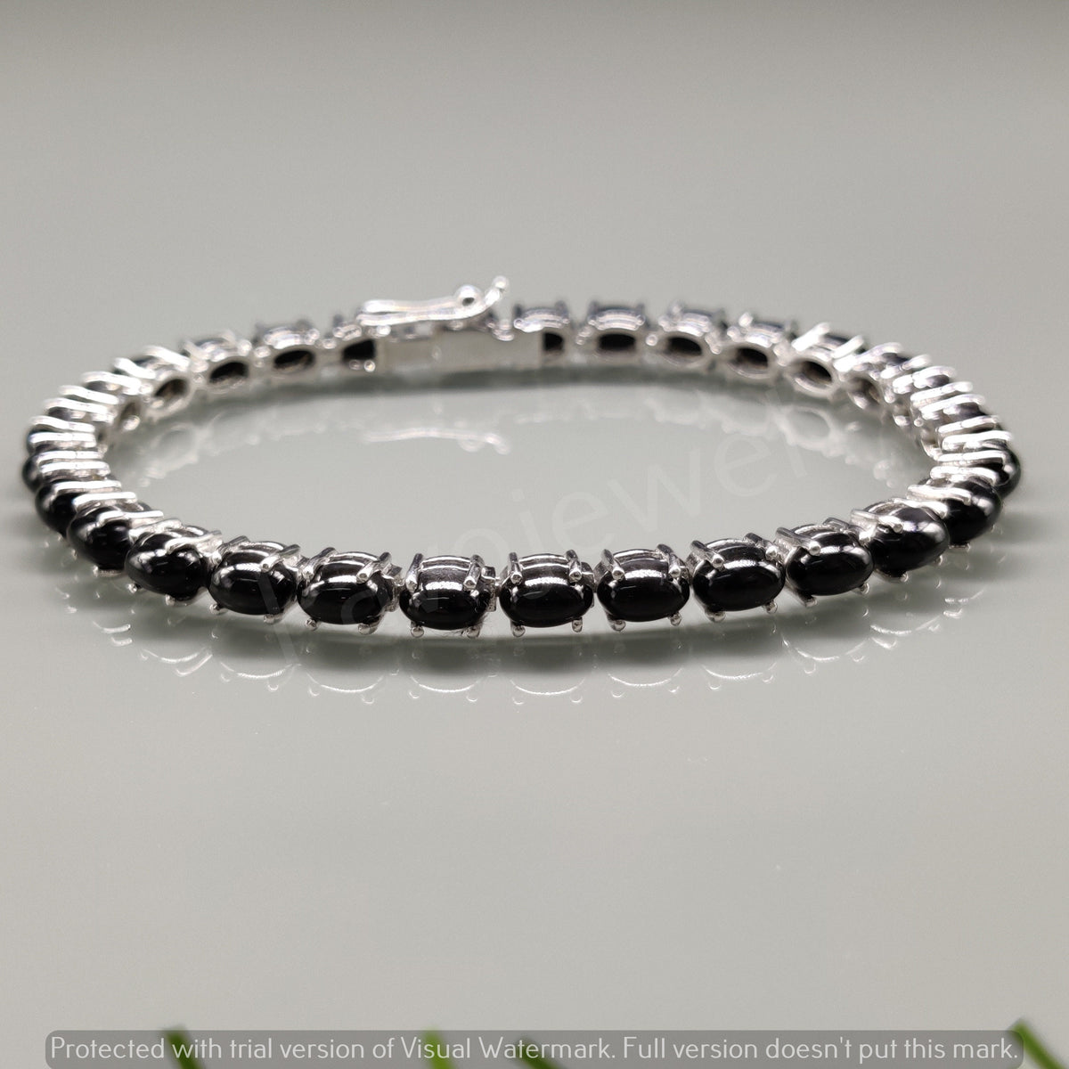 Black Star Cabochon Bracelet, Sterling Silver Tennis Jewelry, Star Gift for Women & Bridal, Christmas