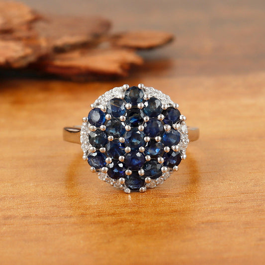 Blue Sapphire Ring, 925 Sterling Silver, Handmade September Birthstone Jewelry Gift