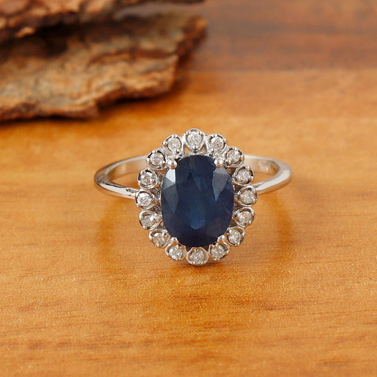Sterling Silver Blue Sapphire Ring: Handmade Stacking Gemstone