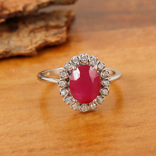 Ruby Gemstone Ring: Sterling Silver Minimalist Jewelry, July Birthstone