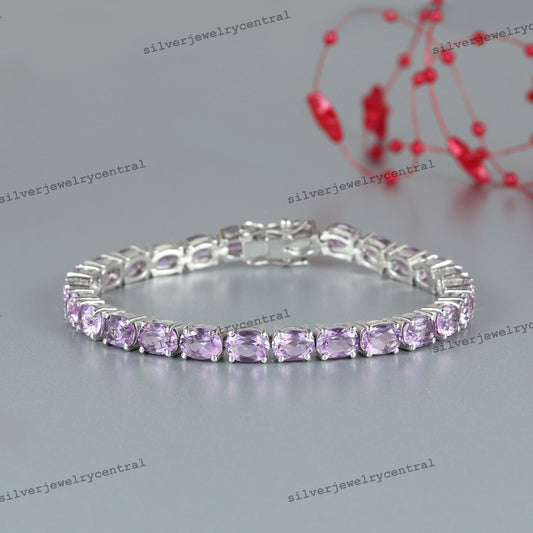 Amethyst Tennis Bracelet: 925 Sterling Silver, February Birthstone