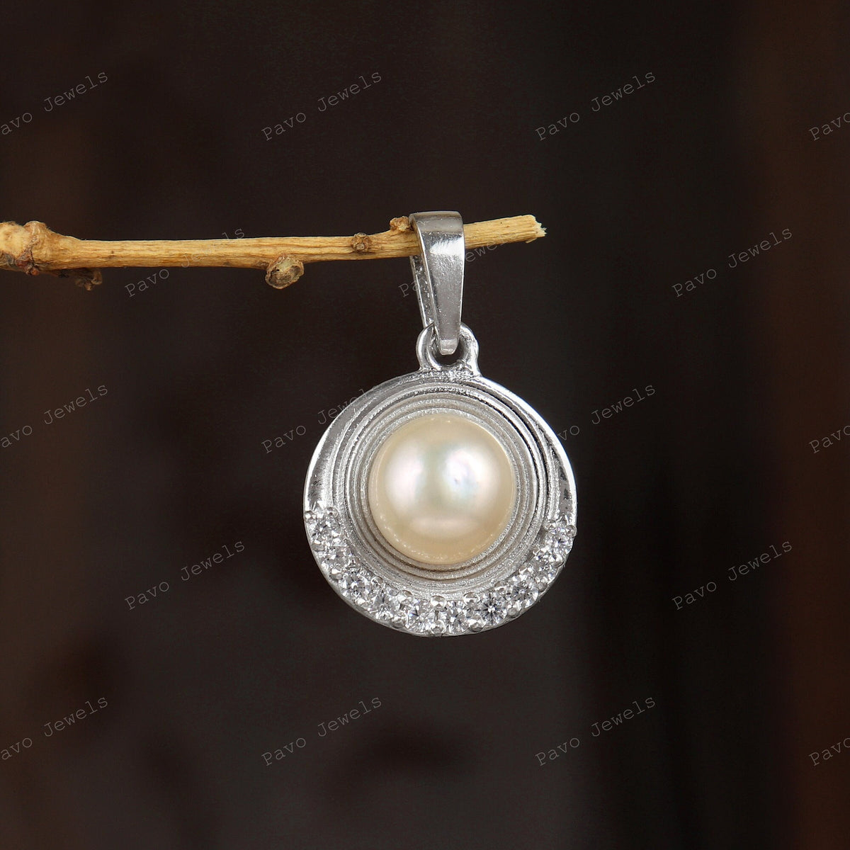 Pink Pearl Pendant: Sterling Silver & Cubic Zircon Gemstone Necklace
