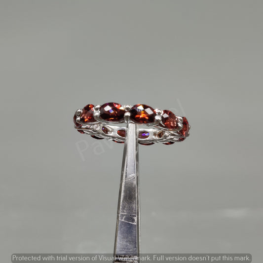 Garnet Eternity Wedding Band Sterling Silver Ring