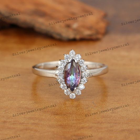 Mystic Topaz Sterling Silver Ring, Handmade Gemstone Jewelry, Christmas Gifts