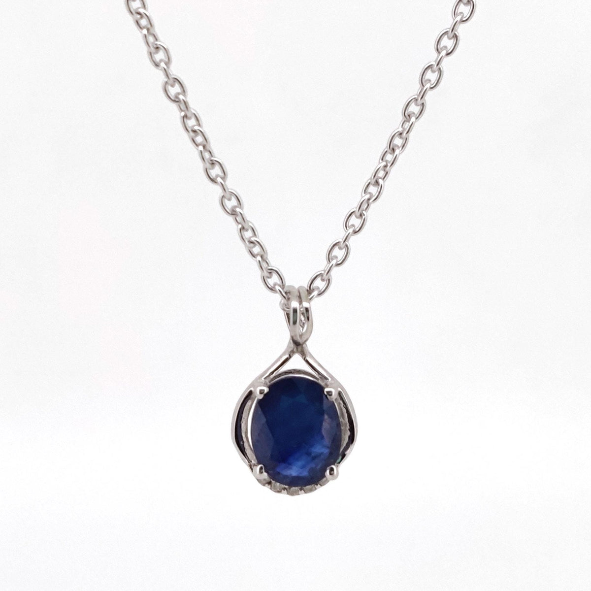Natural Blue Sapphire Pendant-925 Sterling Silver Jewelry-September Birthstone-Handmade Jewelry-Anniversary Gift