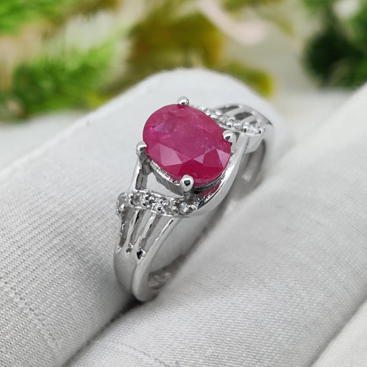 Handmade Ruby Statement Ring, Artisan Silver Gemstone Ring, Anniversary Gift for Her