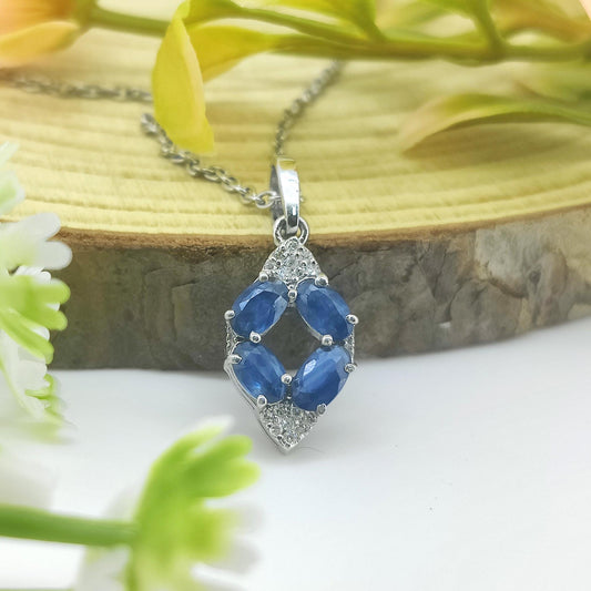Natural Blue Sapphire Pendant-925 Sterling Silver Jewelry-September Birthstone-Solitaire Jewelry