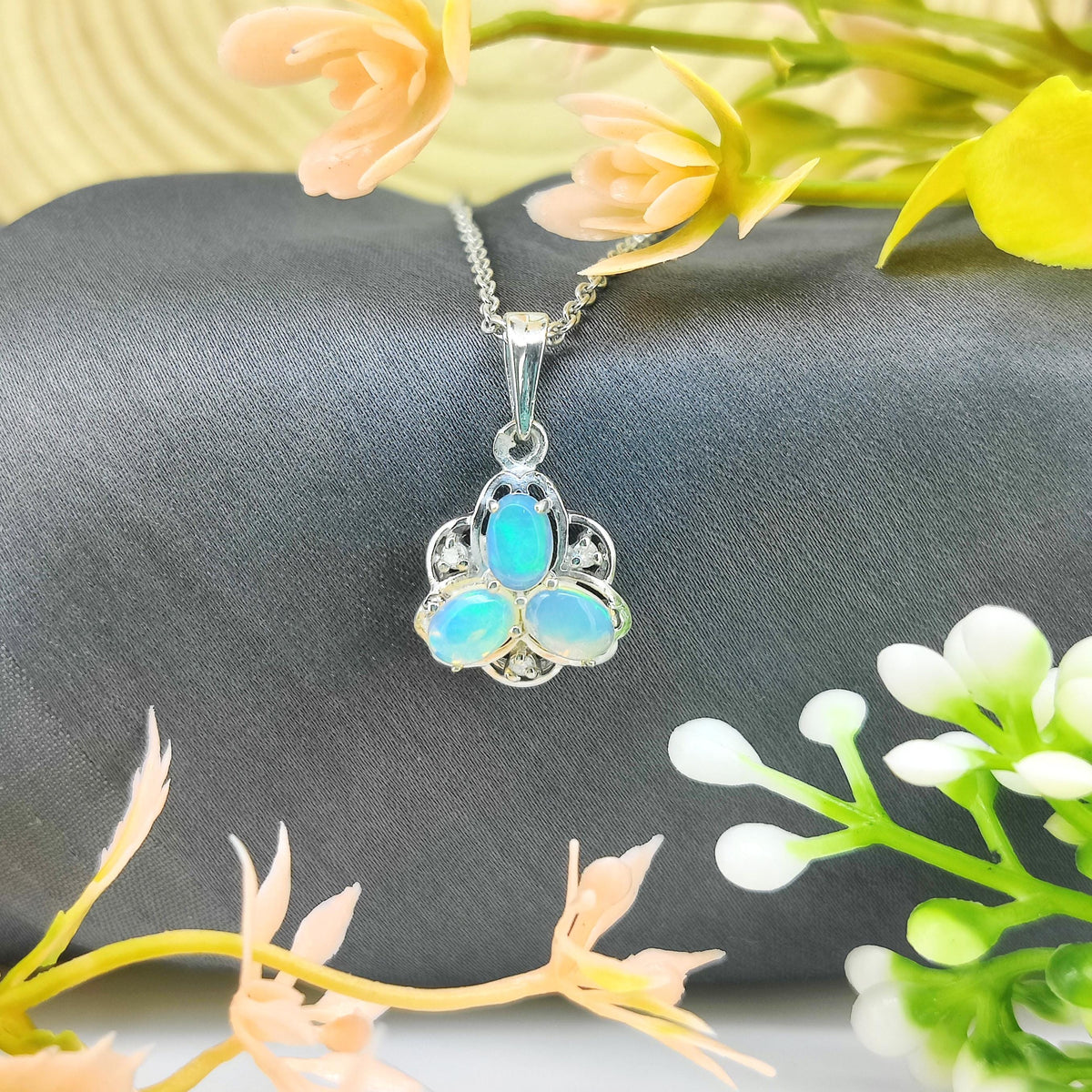 Natural Opal Pendant-October Birthstone-925 Sterling Silver