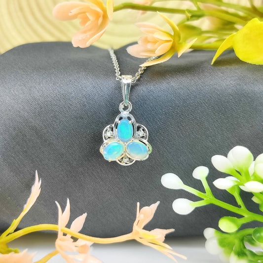 Natural Opal Pendant-October Birthstone-925 Sterling Silver