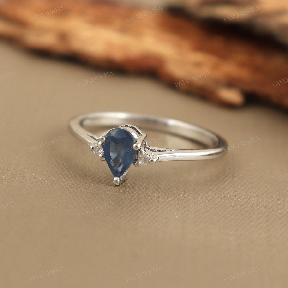 Sapphire Sterling Silver Ring, Minimalist September Birthstone, Handmade Anniversary Gift