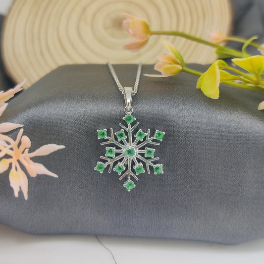 Natural Emerald Pendant-925 Sterling Silver-May Birthstone Green Emerald Jewelry