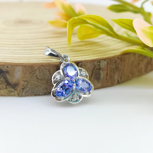 Natural Tanzanite Pendant Sterling Silver December Birthstone