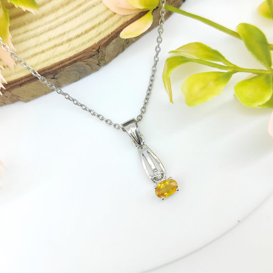 Natural Orange Sapphire Pendant-925 Sterling Silver Jewelry-September Birthstone-Sapphire Jewelry-Wedding Gift
