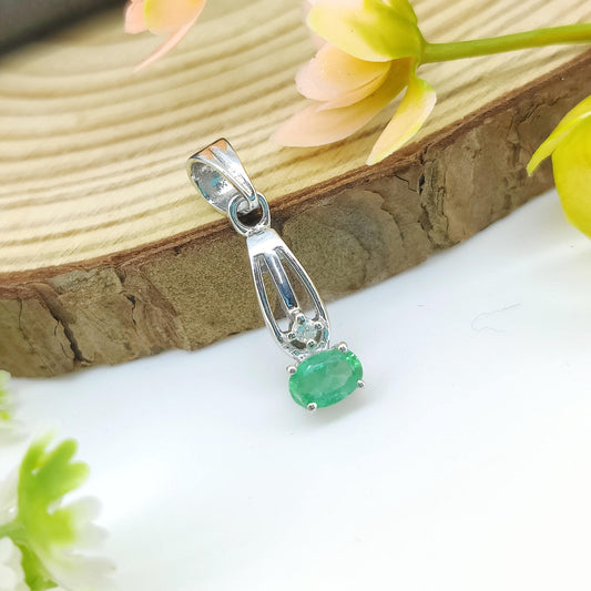 Natural Emerald Pendant-925 Sterling Silver-May Birthstone -Green Emerald Jewelry-Gift for wedding