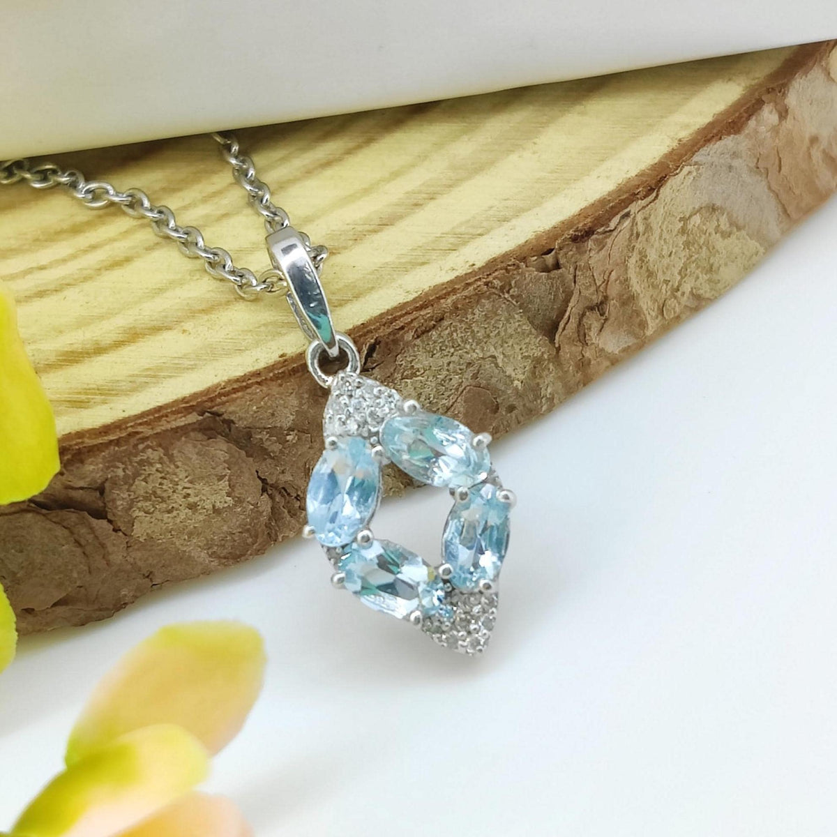 Natural Aquamarine Pendant-925 Sterling Silver Jewelry-March Birthstone-Aquamarine  Pendant