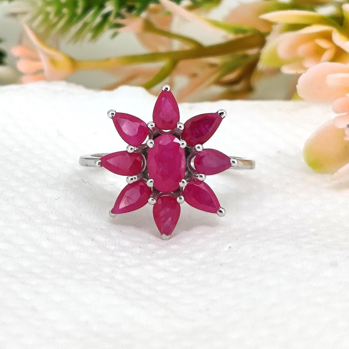 Handmade Natural Ruby Ring, 925 Sterling Silver, July Birthstone Statement Band, Ruby Jewelry