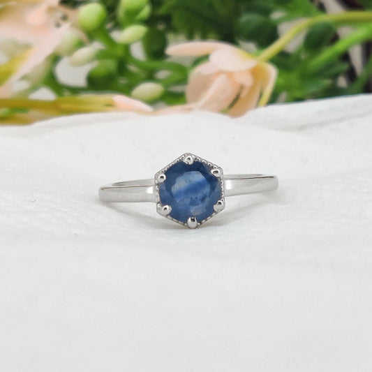 Natural Sapphire Sterling Silver Ring, September Birthstone, Promise Ring