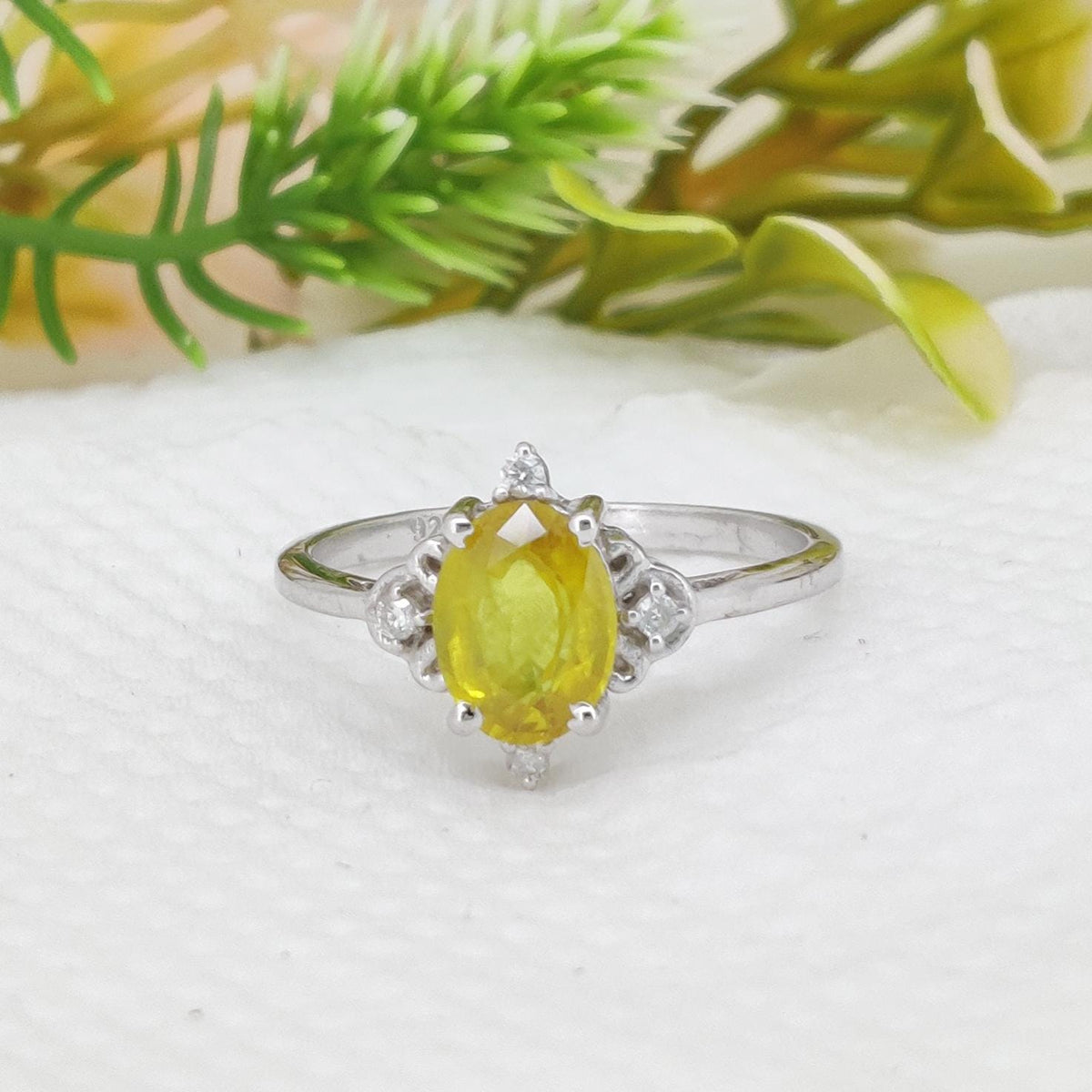Yellow Sapphire Silver Statement Ring, Handmade Gemstone September Birthstone Gift