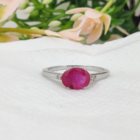 Natural Ruby Statement Ring, Handmade Silver Jewelry, July Birthstone Gift for Her