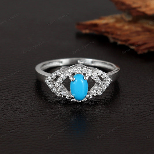 Sterling Silver Turquoise Cluster Ring, December Birthstone, Proposal Ring