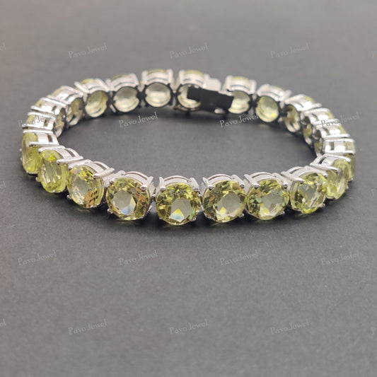 Lemon Topaz Tennis Bracelet Sterling Silver Handmade Gemstone Jewelry